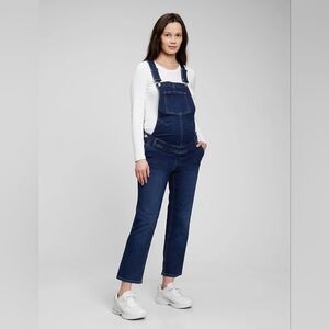 NWT/NWOT Sz M Medium GAP Womens Maternity Denim Overalls Jeans Dark Wash Rinse